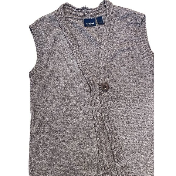 Gloria Vanderbilt Y2K knit duster vest one button brown v-neck 90's - Picture 6 of 10